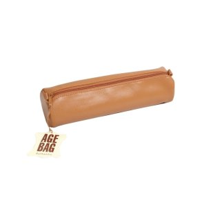 Penalhus rund Large 22x8 cm brun lder