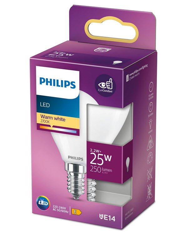 PHILIPS LED KRONE MINI E14 2,2W GLAS FROSTED