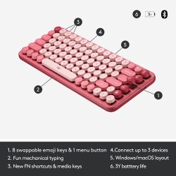 POP Keys Wireless Keyboard Heartbraker Rose Nordic