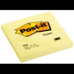 Post-it 654 76x76 Gul 12stk