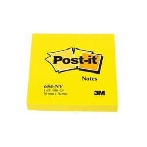 Post-it 654 76x76 Neon Gul 1stk