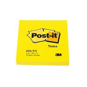 Post-it 654 76x76 Neon Gul 6 stk.