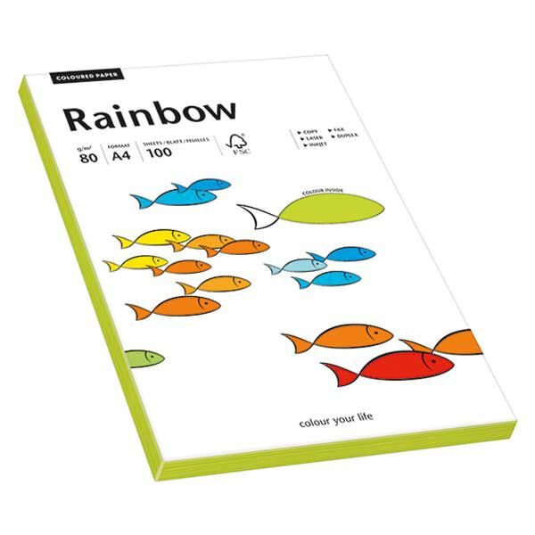 Rainbow A4 80g Papir 100ark Neon Grn