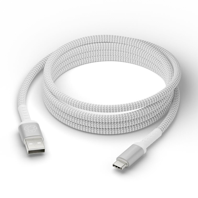 Re-charge - BRD Cable - USB-A to USB-C White 2.5m