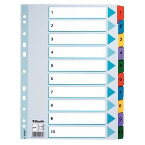 Register Mylar karton A4 1-10