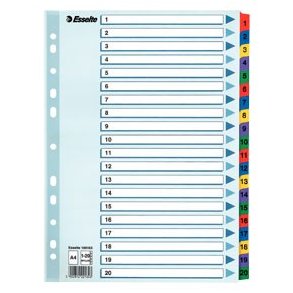 Register Mylar karton A4 1-20