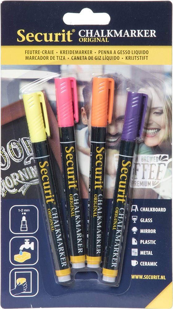 Securit Chalkmarker Hotte farver 4stk. 1-2mm