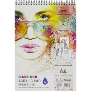 Sense ColourClub Akrylblok A4 300g 12 ark