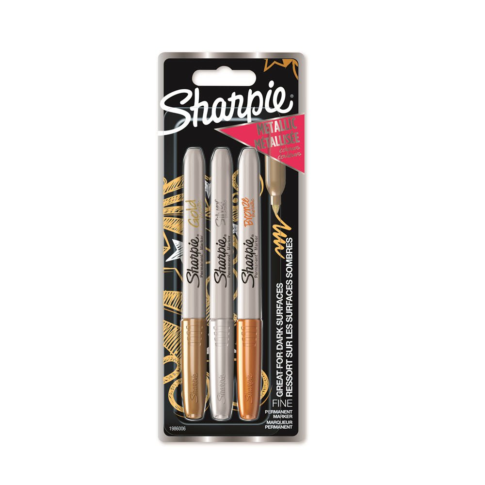 Sharpie Permanent Fine Metallic Guld,Slv,Bronze