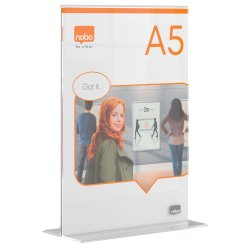 Skilteholder Premium Plus akryl T-fod A5
