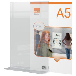 Skilteholder Premium Plus akryl T-fod A5