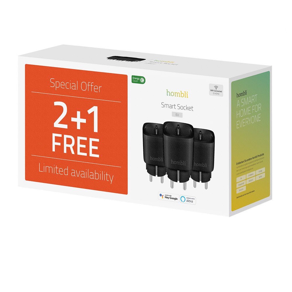 Smart Socket (EU), Promo Pack 2+1, Black