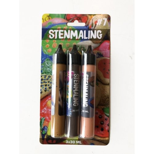 Stenmaling 3x30ml mokka, brun og sand