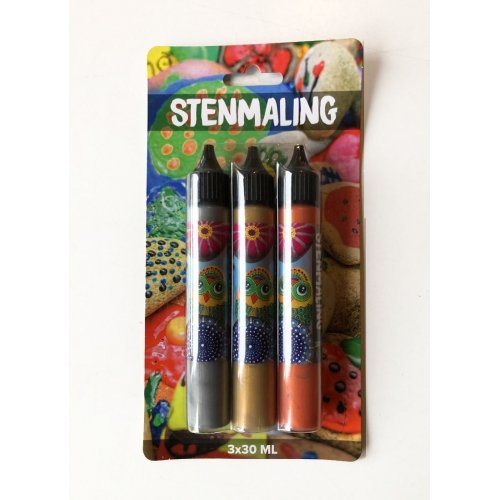 Stenmaling 3x30ml slv, guld og bronze