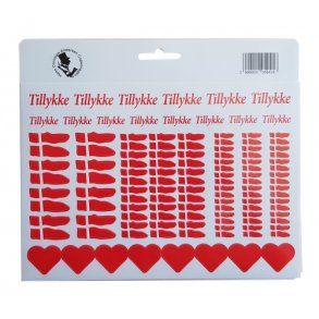 Sticker A5 144 Ass Flag / Hjerter & Tillykke