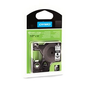 Tape D1 12mmx5,5m perm polyest bl/whi