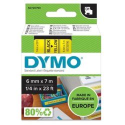 Tape D1 6mmx7m black/yellow