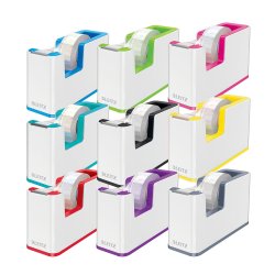 Tapedispenser incl. tape WOW Dual hvid/rd