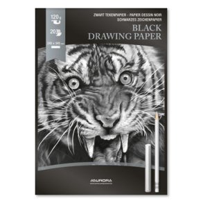 Tegneblok 345 x 240 mm Sort papir 20ark 120gr