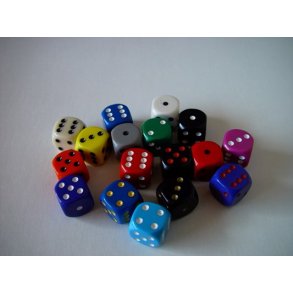 Terning 16mm Farvede Mat 1stk