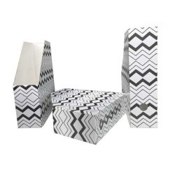 Tidsskriftskassette i pap hvid med mnster