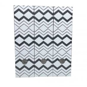 Tidsskriftskassette i pap hvid med mnster