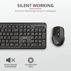 Trust Ody Wireless Keyboard & Mouse Black Nordic