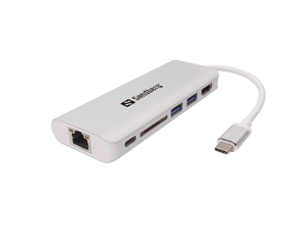 USB-C Dock HDMI+LAN+SD+USB,61W, White