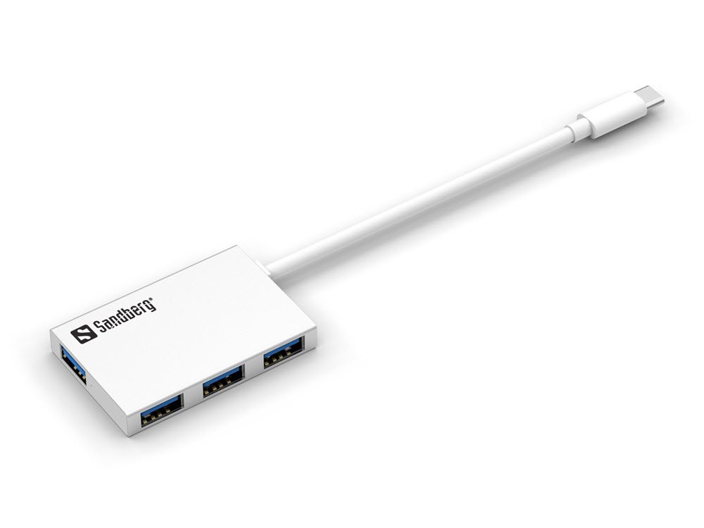 USB-C to 4 xUSB 3.0 Pocket Hub, White