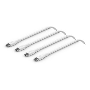 USB C to USB C Braided PVC 1m Twin Pack White
