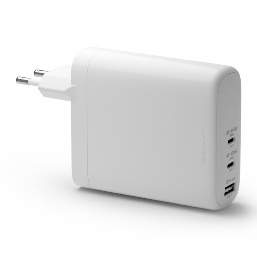 Wall Charger GaN - USB-C 140W+100W+30W EU, White