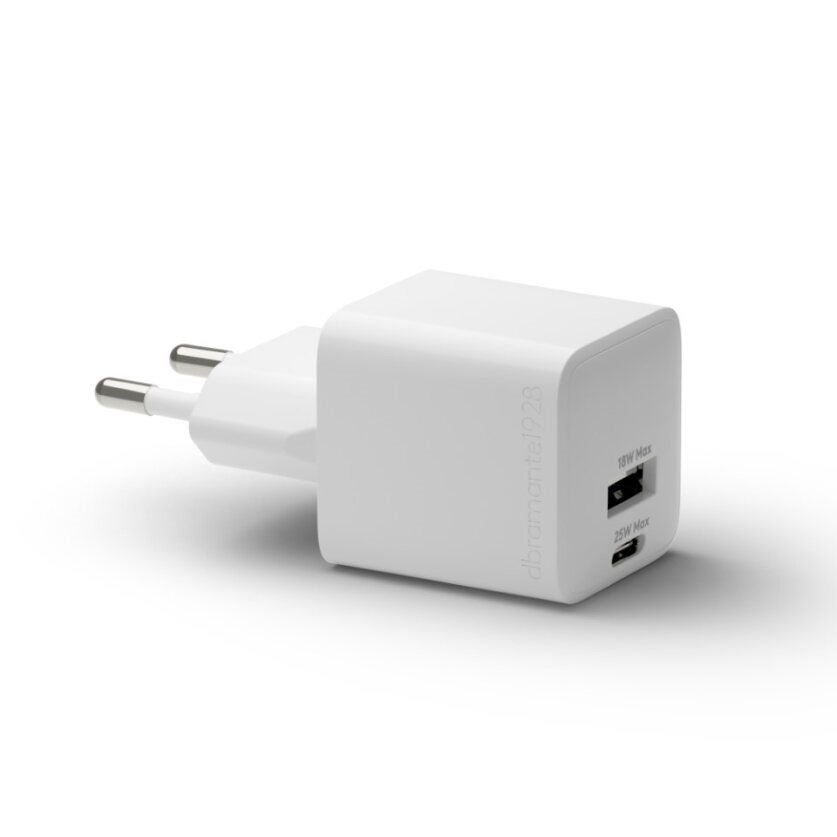 Wall Charger GaN - USB-C+USB-A 25W+18W EU, White