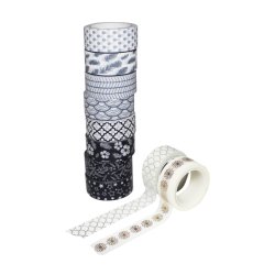 Washitape 10rl sort og hvid