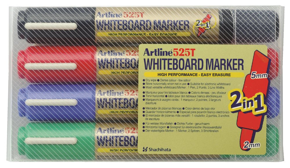 Whiteboard Marker Artline 525T 2-i-1 4-st